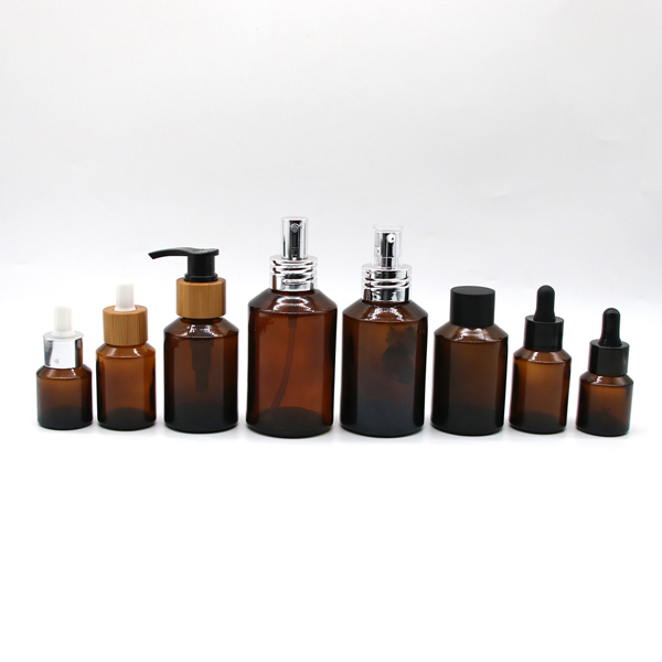 Spot amber shoulder bottle can be equipped with lotion pump spray dropper Cap 